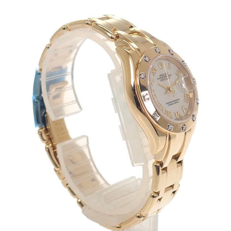 ロレックス ROLEX パールマスター 80318NR 腕時計 イエローゴールド 自動巻き ホワイトシェル文字盤 レディース【中古】【Aランク】
