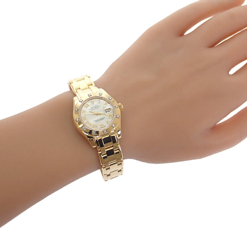 ロレックス ROLEX パールマスター 80318NR 腕時計 イエローゴールド 自動巻き ホワイトシェル文字盤 レディース【中古】【Aランク】