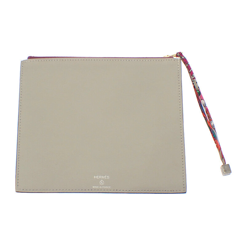 エルメス HERMES フラットケース・プティアッシュ ポーチ ヴォーエプソン ディープブルー マルチカラー ゴールド金具 レディース【中古】【Aランク】