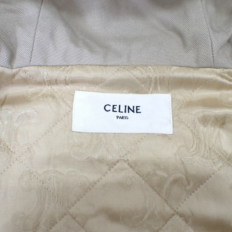 セリーヌ CELINE トリオンフ 38 RV03D147V.02LC ブルゾン コットン ライトベージュ ゴールド金具 レディース【中古】【SAランク】