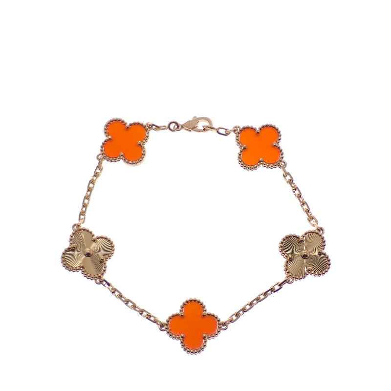 ヴァンクリーフ&アーペル Van Cleef & Arpels ヴィンテージアルハンブラ VCARP7RP00 ブレスレット K18ピンクゴールド カーネリアン レディース【中古】【Aランク】