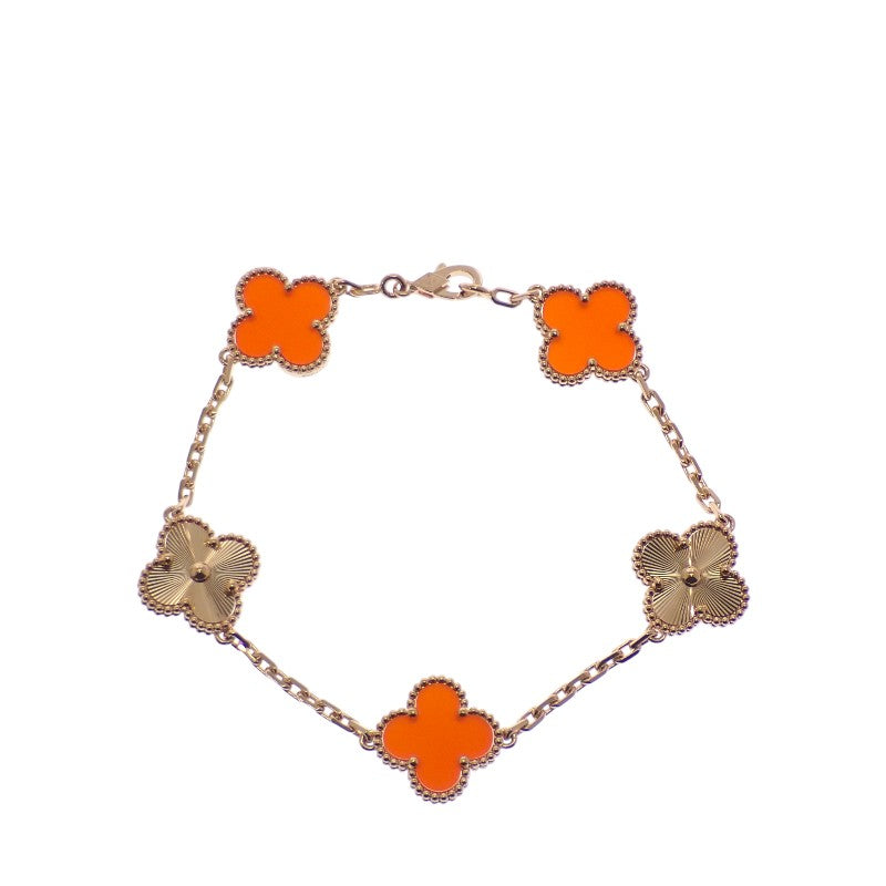 梵克雅寶 Van Cleef & Arpels Vintage Alhambra VCARP7RP00 手鍊 K18玫瑰金 紅玉髓 女款【中古】【A級品】