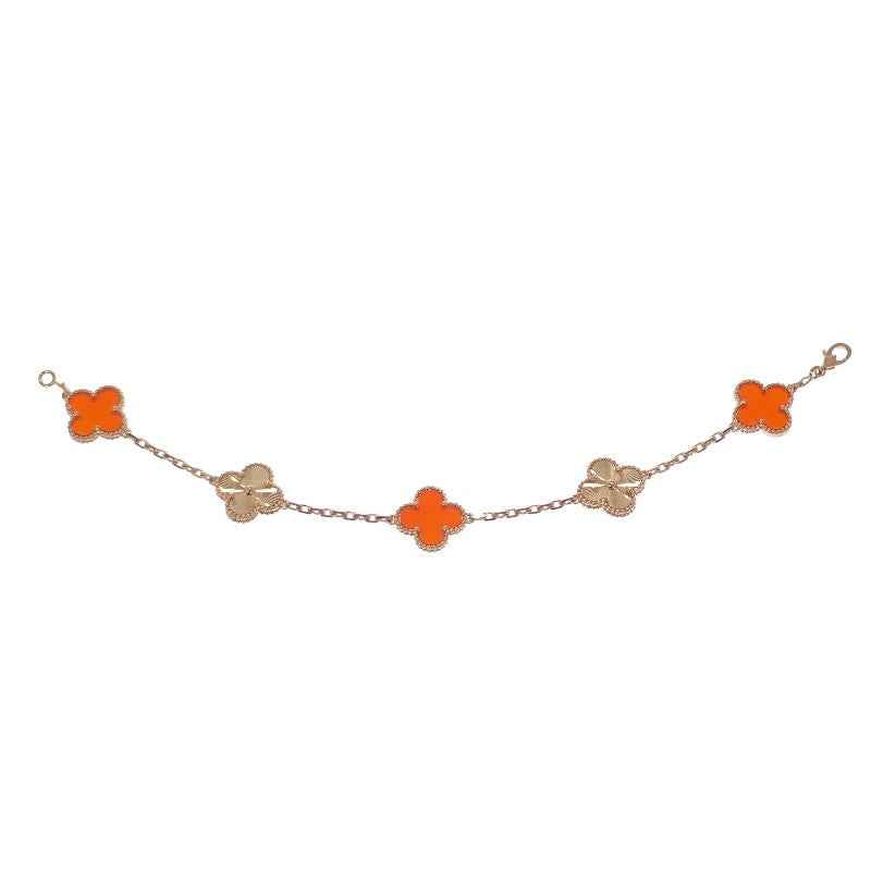 梵克雅寶 Van Cleef & Arpels Vintage Alhambra VCARP7RP00 手鍊 K18玫瑰金 紅玉髓 女款【中古】【A級品】