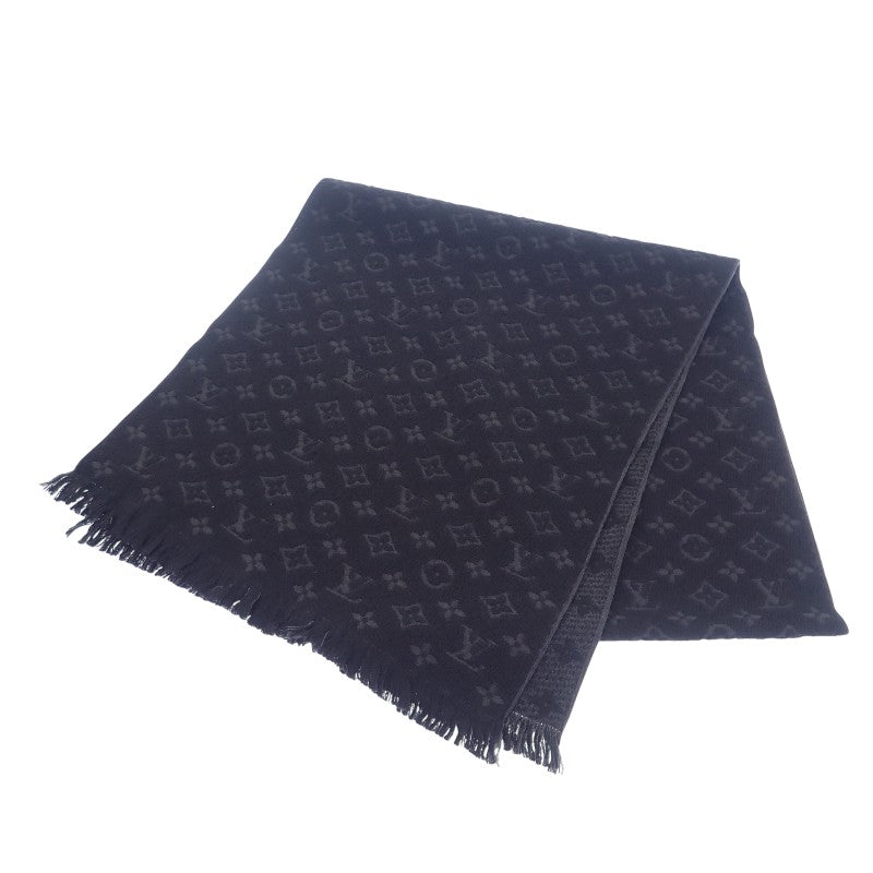 ルイヴィトン LOUIS VUITTON モノグラム クラシック M70520 モノグラム マフラー ウール ブラック グレー メンズ レディース【中古】【Aランク】