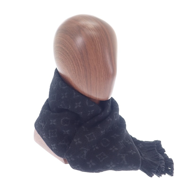 ルイヴィトン LOUIS VUITTON モノグラム クラシック M70520 モノグラム マフラー ウール ブラック グレー メンズ レディース【中古】【Aランク】