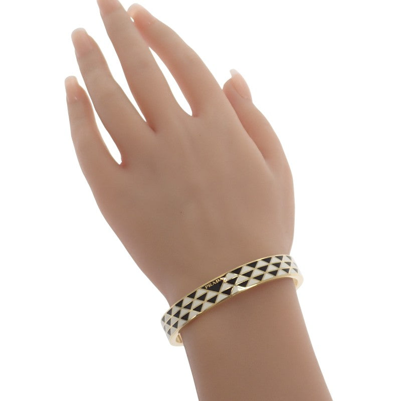 プラダ PRADA エナメルメタル ブレスレット M 1IB846_2CO2_F0TTY バングル メタル ブラック ホワイト レディース【中古】【ABランク】