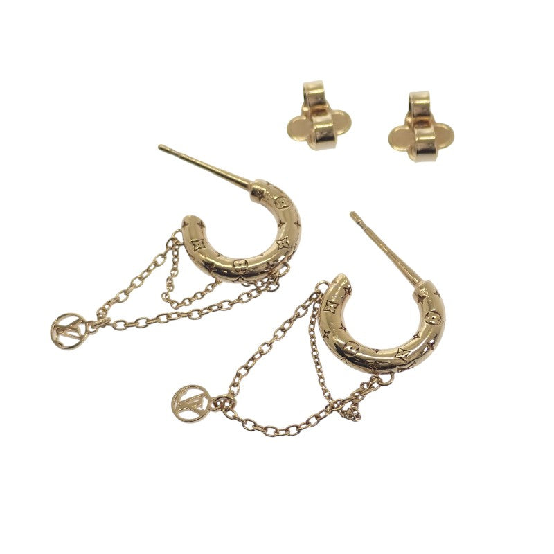 ルイヴィトン LOUIS VUITTON ブックル ドレイユ ミニ フープ ナノグラム M00572 ピアス メタル ゴールド レディース【中古】【ABランク】