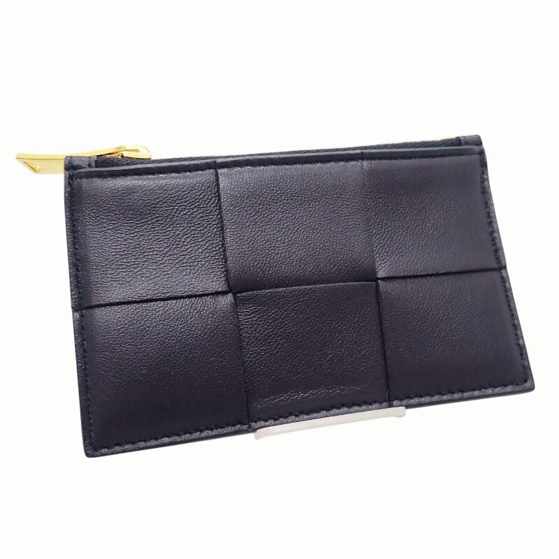 ボッテガヴェネタ BOTTEGA VENETA マキシイントレチャート カセット ファスナー 681010 VCQC カードケース カーフ ネイビー ゴールド金具 メンズ レディース【中古】【Aランク】