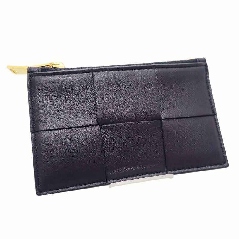 ボッテガヴェネタ BOTTEGA VENETA マキシイントレチャート カセット ファスナー 681010 VCQC カードケース カーフ ネイビー ゴールド金具 メンズ レディース【中古】【Aランク】