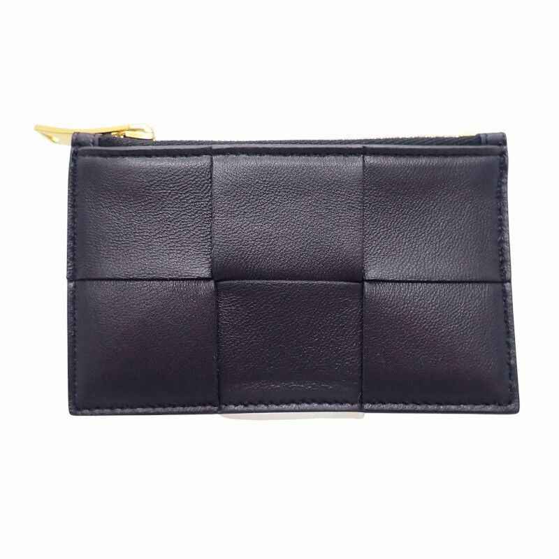 ボッテガヴェネタ BOTTEGA VENETA マキシイントレチャート カセット ファスナー 681010 VCQC カードケース カーフ ネイビー ゴールド金具 メンズ レディース【中古】【Aランク】