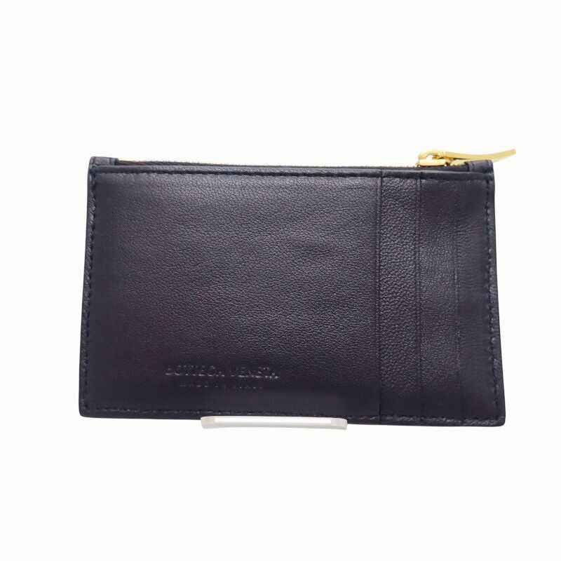 ボッテガヴェネタ BOTTEGA VENETA マキシイントレチャート カセット ファスナー 681010 VCQC カードケース カーフ ネイビー ゴールド金具 メンズ レディース【中古】【Aランク】