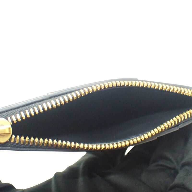 ボッテガヴェネタ BOTTEGA VENETA マキシイントレチャート カセット ファスナー 681010 VCQC カードケース カーフ ネイビー ゴールド金具 メンズ レディース【中古】【Aランク】