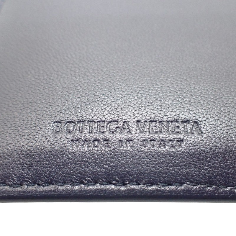 ボッテガヴェネタ BOTTEGA VENETA マキシイントレチャート カセット ファスナー 681010 VCQC カードケース カーフ ネイビー ゴールド金具 メンズ レディース【中古】【Aランク】