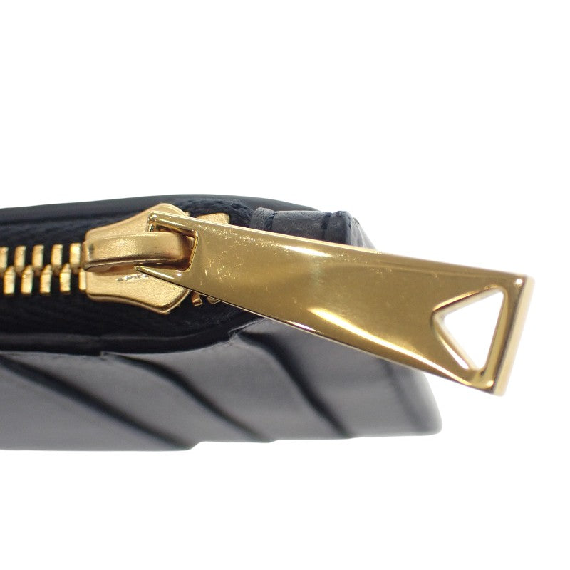 ボッテガヴェネタ BOTTEGA VENETA マキシイントレチャート カセット ファスナー 681010 VCQC カードケース カーフ ネイビー ゴールド金具 メンズ レディース【中古】【Aランク】