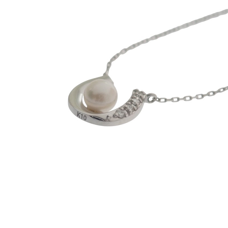 ヴァンドーム VANDOME ホースシュー ネックレス アコヤ真珠 ダイヤモンド K10ホワイトゴールド レディース【中古】【Aランク】