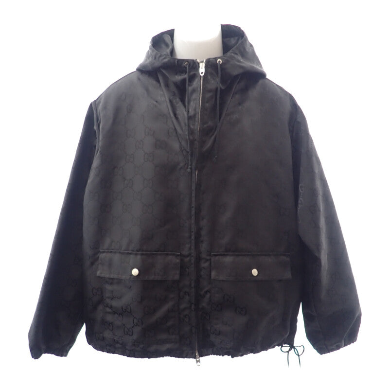 グッチ GUCCI GG フーデッドジャケット 631105 ZAEBN 1000 パーカー ナイロン ブラック #48 メンズ【中古】【Aランク】