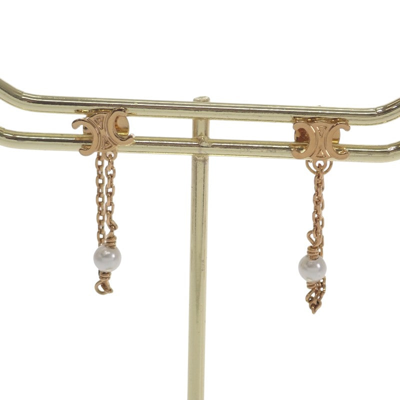 セリーヌ CELINE トリオンフ チェーン パール 461DD6PRB.01GI ピアス メタル ゴールド レディース【中古】【Aランク】