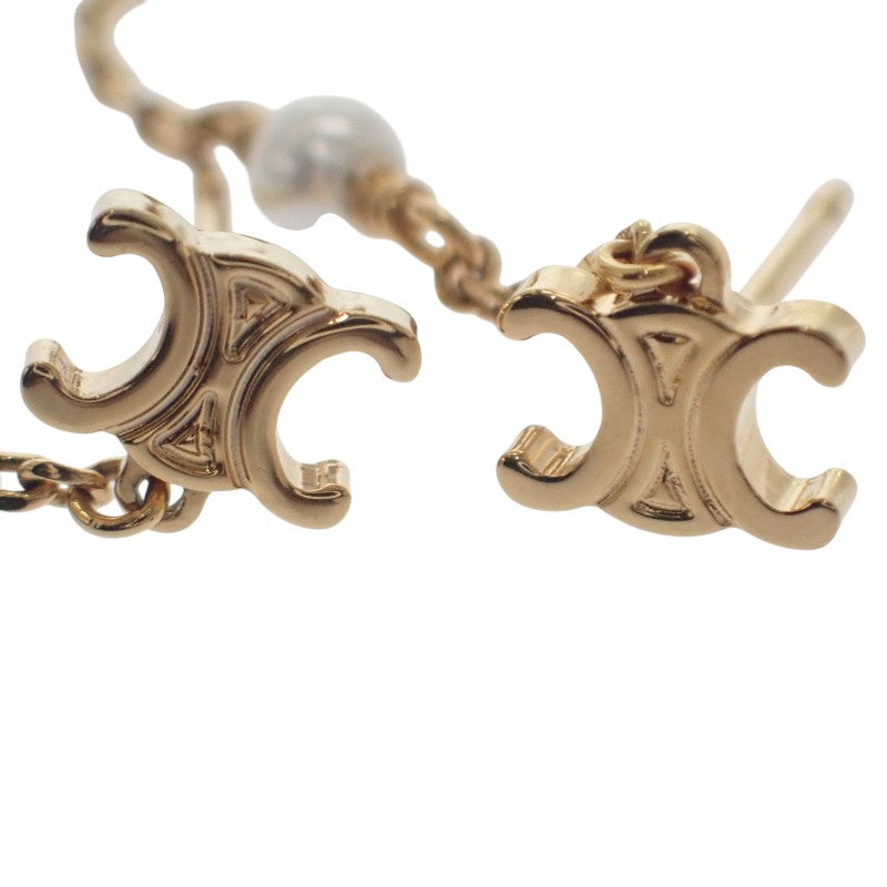 セリーヌ CELINE トリオンフ チェーン パール 461DD6PRB.01GI ピアス メタル ゴールド レディース【中古】【Aランク】