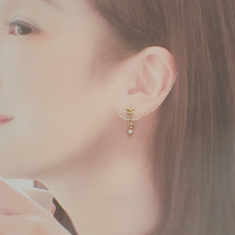 セリーヌ CELINE トリオンフ チェーン パール 461DD6PRB.01GI ピアス メタル ゴールド レディース【中古】【Aランク】