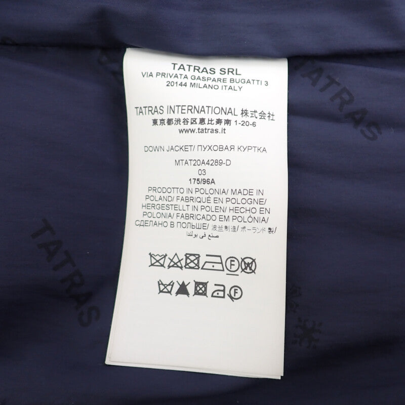 塔特拉斯 TATRAS DOMIZIANO 3 MTAT20A4289-D 羽絨外套 羊毛 絲綢 海軍藍 男款【中古】【A級品】