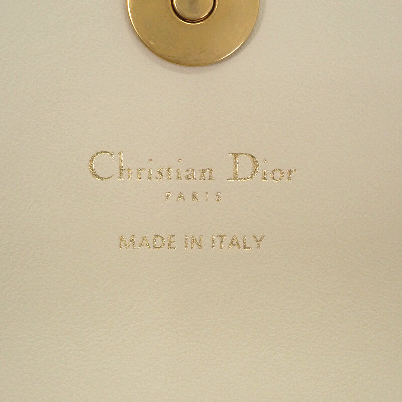 ディオール Dior チェーンポーチ ミディアム S5907CDFD ショルダーバッグ コットン ラムスキン ブルー ホワイト ゴールド金具 レディース【中古】【Aランク】