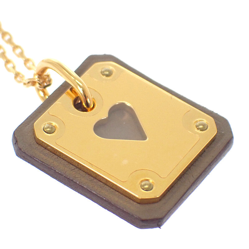 HERMES As de Coeur PM H081865CD18 Necklace GP Beige Etoupe Women's【Used】【SA Rank】