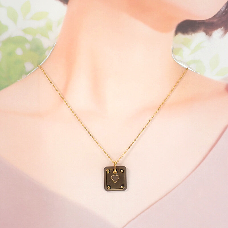 HERMES As de Coeur PM H081865CD18 Necklace GP Beige Etoupe Women's【Used】【SA Rank】