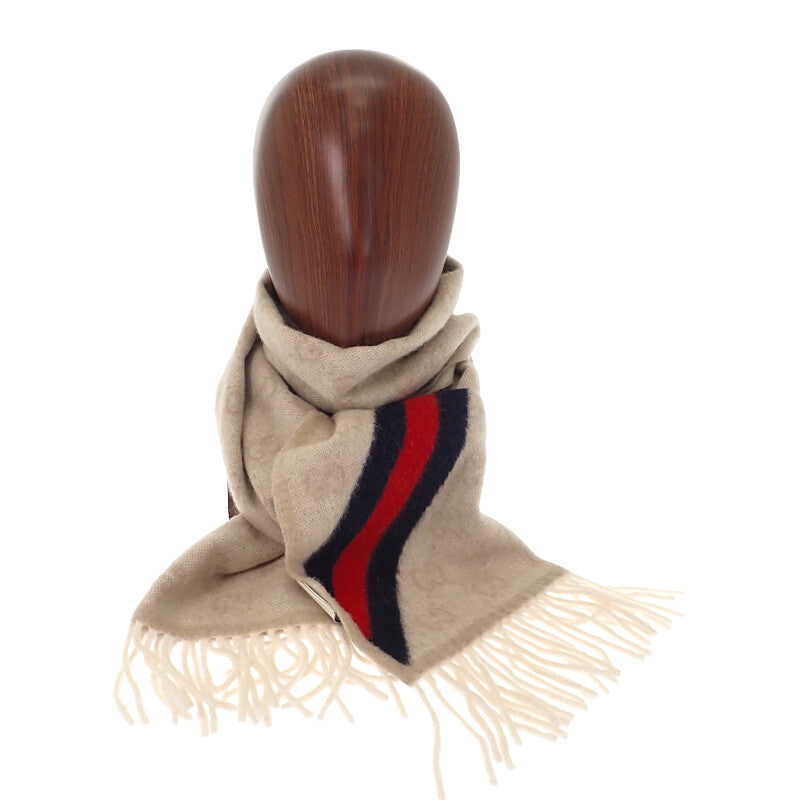 グッチ GUCCI GG柄 508027 マフラー ウール ベージュ メンズ レディース【中古】【Aランク】