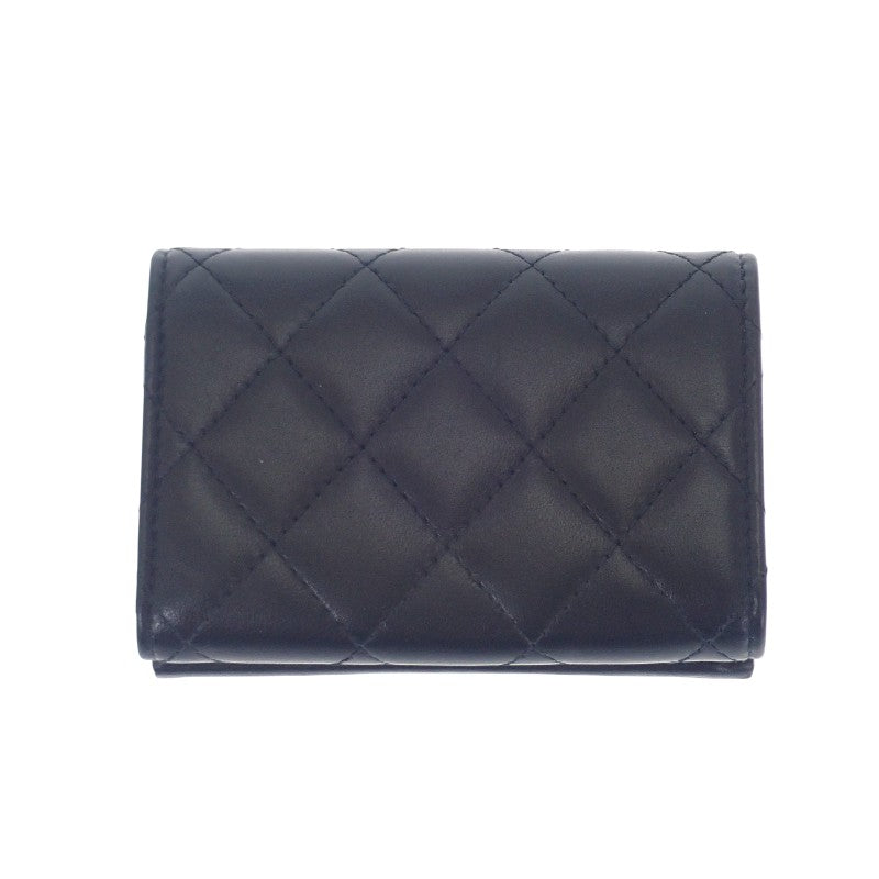 シャネル CHANEL スモールフラップウォレット AP0230_B13639 三つ折り財布 ラムスキン ソーブラック レディース【中古】【Aランク】