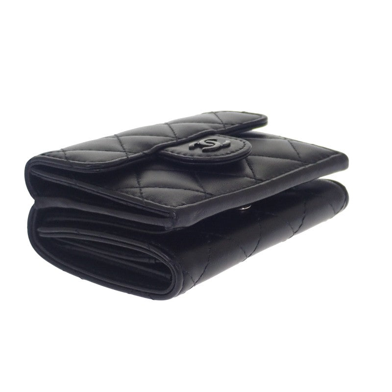 シャネル CHANEL スモールフラップウォレット AP0230_B13639 三つ折り財布 ラムスキン ソーブラック レディース【中古】【Aランク】