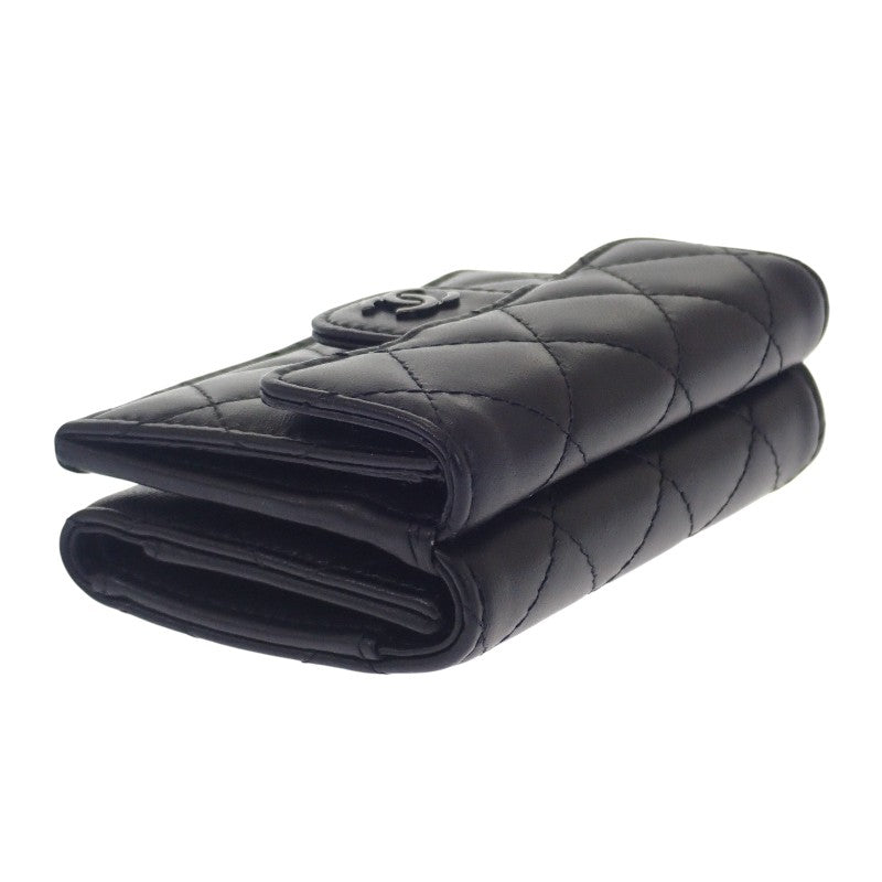 シャネル CHANEL スモールフラップウォレット AP0230_B13639 三つ折り財布 ラムスキン ソーブラック レディース【中古】【Aランク】