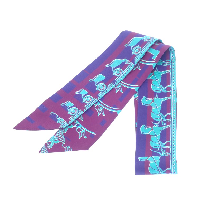 エルメス HERMES ツイリー スカーフ シルク パープル ブルー