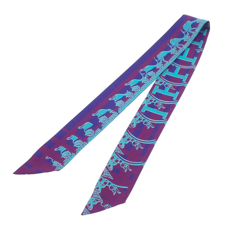 エルメス HERMES ツイリー スカーフ シルク パープル ブルー レディース【中古】【ABランク】