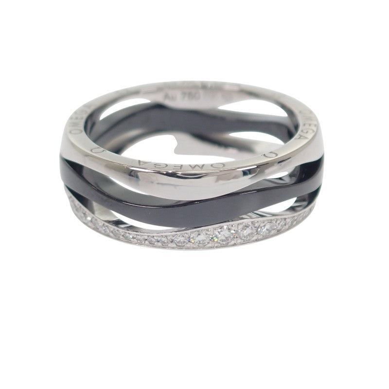 オメガ OMEGA レディマティック 10号 R604CL01001 リング K18ホワイトゴールド セラミック ブラック ダイヤモンド 51 レディース【中古】【Aランク】