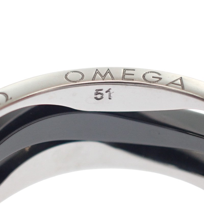 オメガ OMEGA レディマティック 10号 R604CL01001 リング K18ホワイトゴールド セラミック ブラック ダイヤモンド 51 レディース【中古】【Aランク】