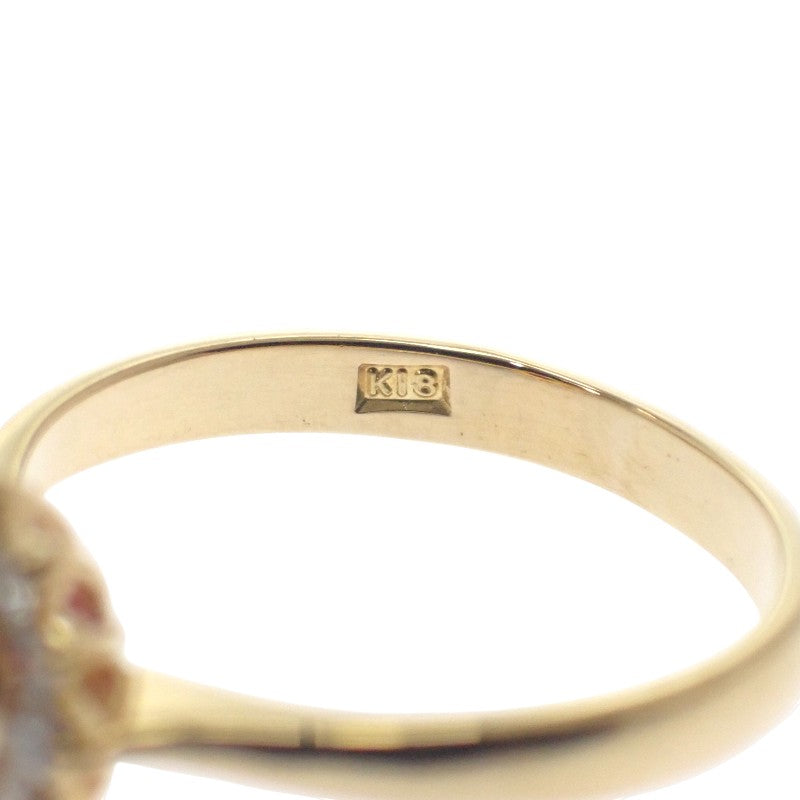 デザインジュエリー 8号 リング K18イエローゴールド ルビー ダイヤモンド レディース【中古】【Aランク】