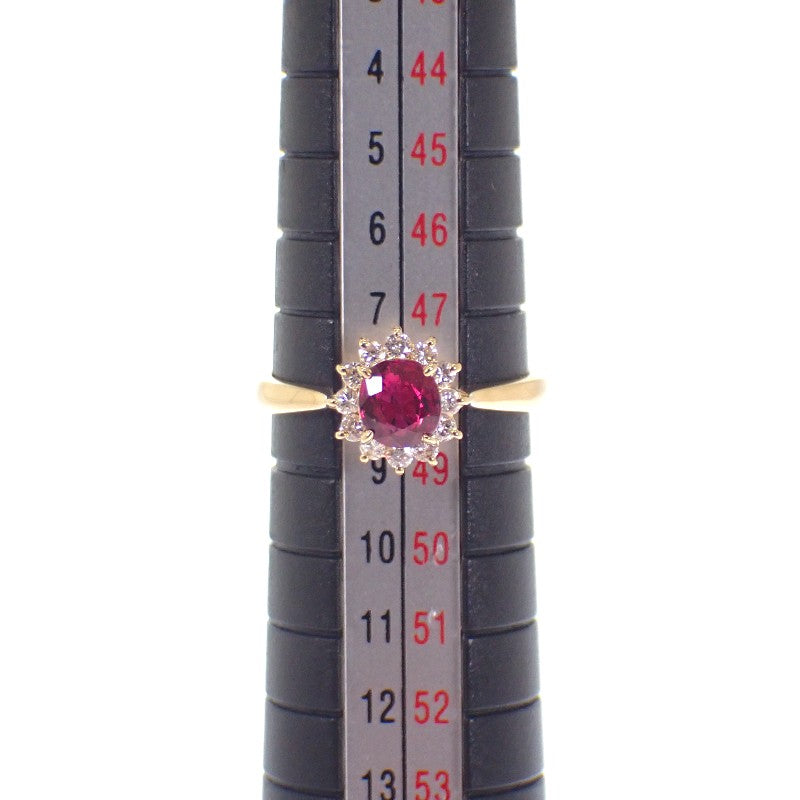 デザインジュエリー 8号 リング K18イエローゴールド ルビー ダイヤモンド レディース【中古】【Aランク】