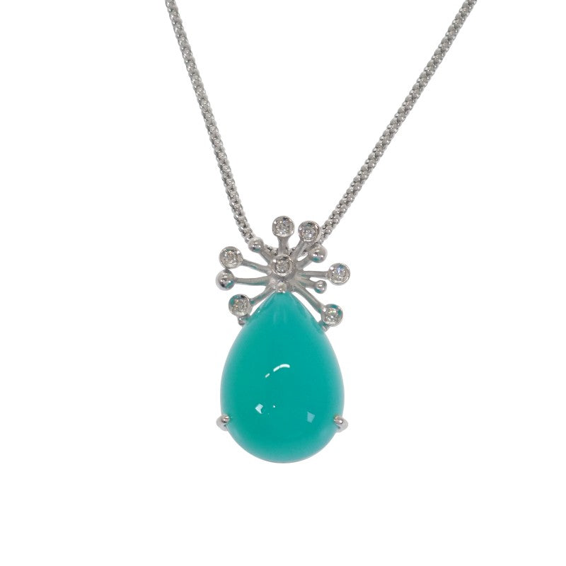 デザインジュエリー ブルーカルセドニー ネックレス K18ホワイトゴールド ブルーカルセドニー ダイヤモンド レディース【中古】【Aランク】