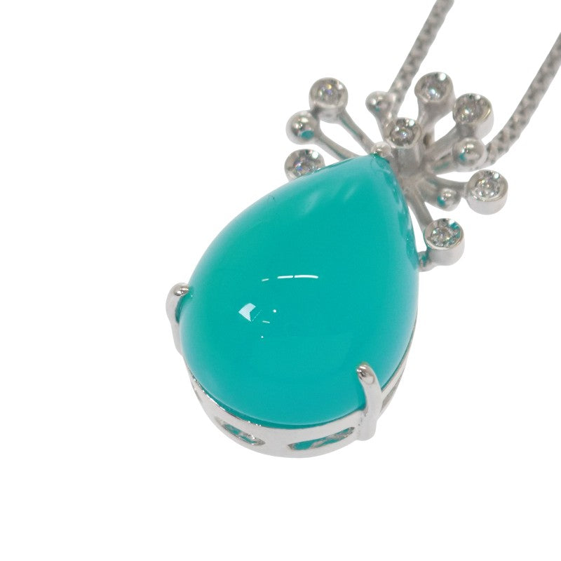 デザインジュエリー ブルーカルセドニー ネックレス K18ホワイトゴールド ブルーカルセドニー ダイヤモンド レディース【中古】【Aランク】