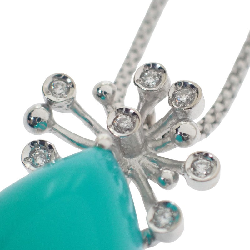 デザインジュエリー ブルーカルセドニー ネックレス K18ホワイトゴールド ブルーカルセドニー ダイヤモンド レディース【中古】【Aランク】