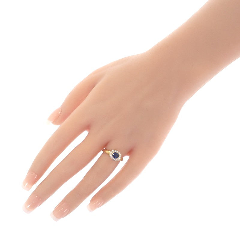 デザインジュエリー 13号 リング K18イエローゴールド サファイア ダイヤモンド レディース【中古】【Aランク】