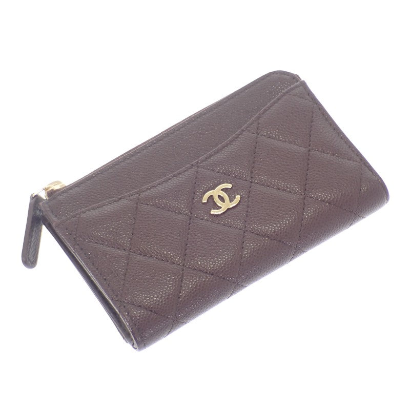 シャネル CHANEL クラシック ジップ AP3179 カードケース キャビアスキン ボルドー ゴールド金具 レディース【中古】【SAランク】