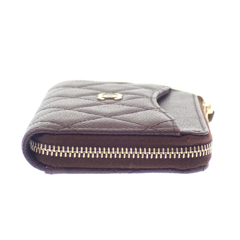 シャネル CHANEL クラシック ジップ AP3179 カードケース キャビアスキン ボルドー ゴールド金具 レディース【中古】【SAランク】