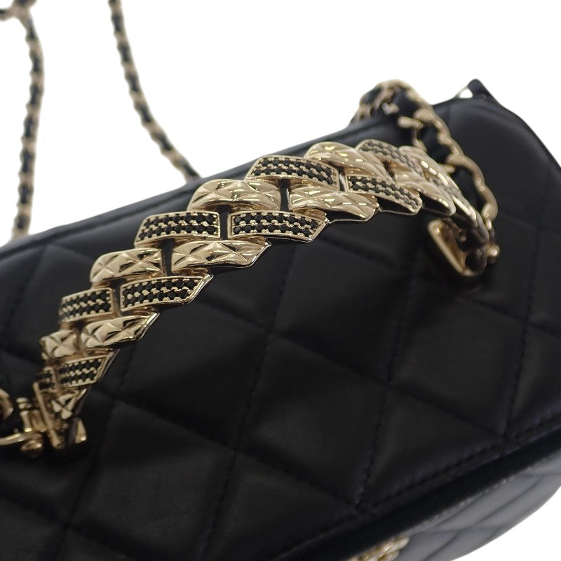 シャネル CHANEL トップハンドル ロング ヴァニティケース 2WAYバッグ ハンドバッグ ショルダーバッグ ラムスキン ブラック ゴールド金具 レディース【中古】【ABランク】