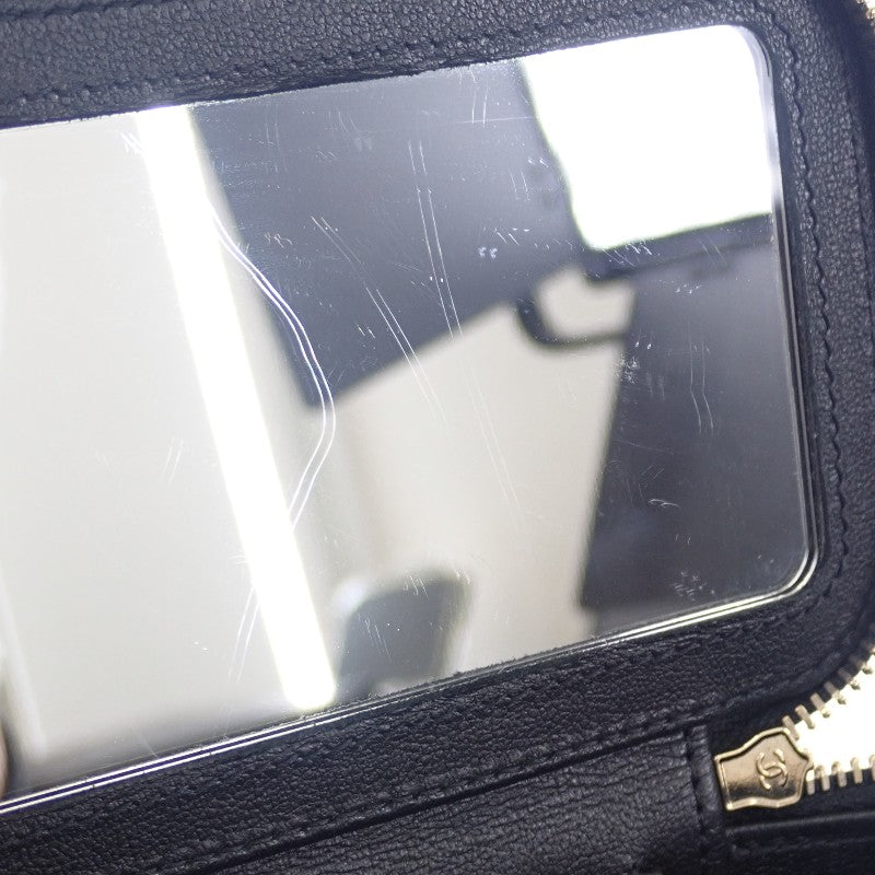 シャネル CHANEL トップハンドル ロング ヴァニティケース 2WAYバッグ ハンドバッグ ショルダーバッグ ラムスキン ブラック ゴールド金具 レディース【中古】【ABランク】