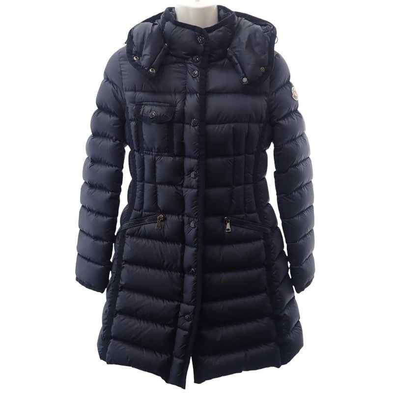 モンクレール MONCLER HERMINE エルミンヌ ロングダウンコート 0 E20934930005 53048 ダウンジャケット ナイロン ダウン90%/フェザー10% ネイビー レディース【中古】【ABランク】