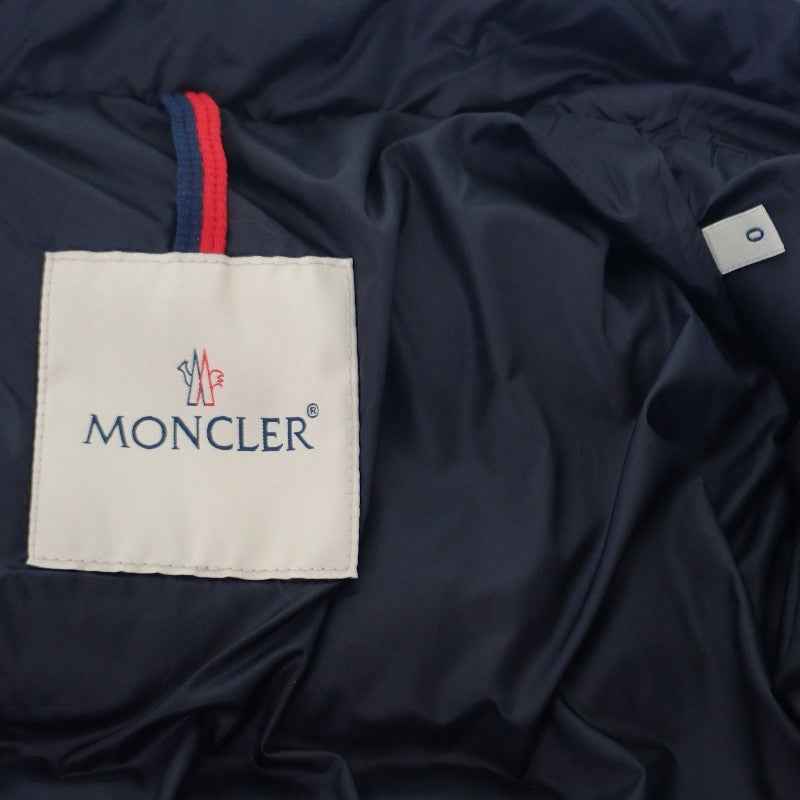 モンクレール MONCLER HERMINE エルミンヌ ロングダウンコート 0 E20934930005 53048 ダウンジャケット ナイロン ダウン90%/フェザー10% ネイビー レディース【中古】【ABランク】