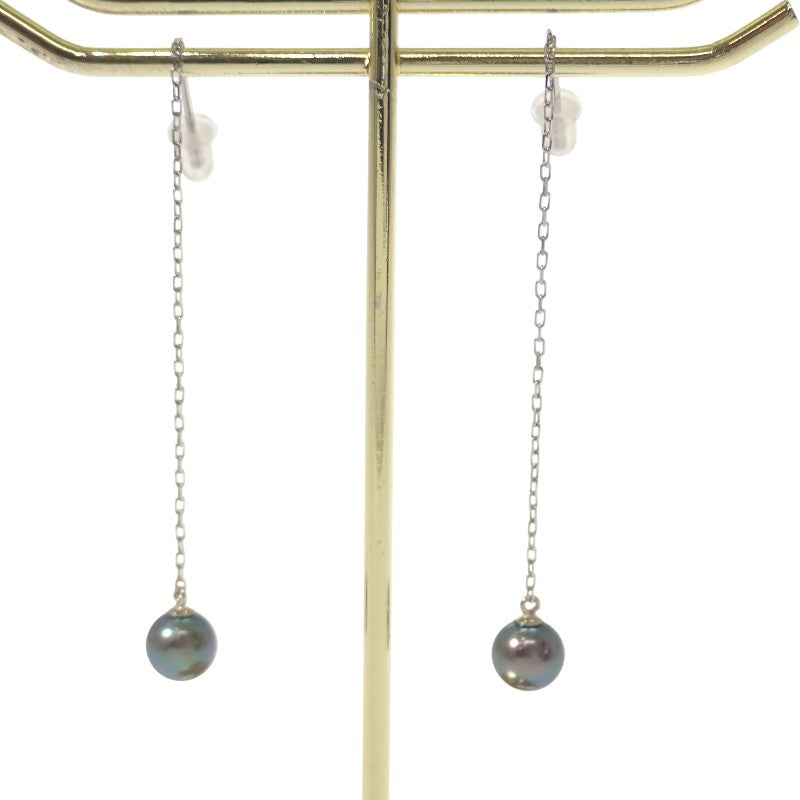 デザインジュエリー チェーン ピアス Pt900プラチナ ブラックパール レディース【中古】【Aランク】