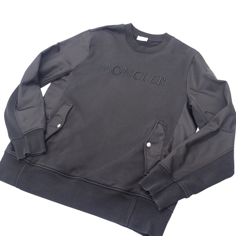 モンクレール MONCLER シャツ L H10918G00039_809KR スウェット コットン ナイロン ブラック メンズ【中古】【ABランク】