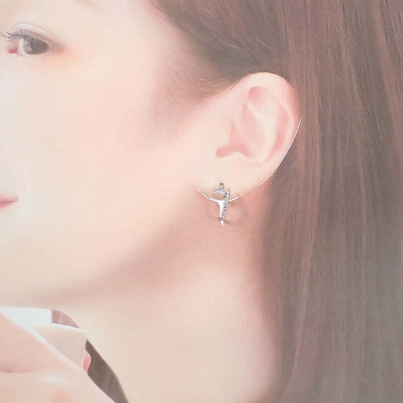 卡地亞 CARTIER Juste un Clou 小型鋪鑲耳環 B8301431 K18白金 鑽石 女士【中古】【A級】